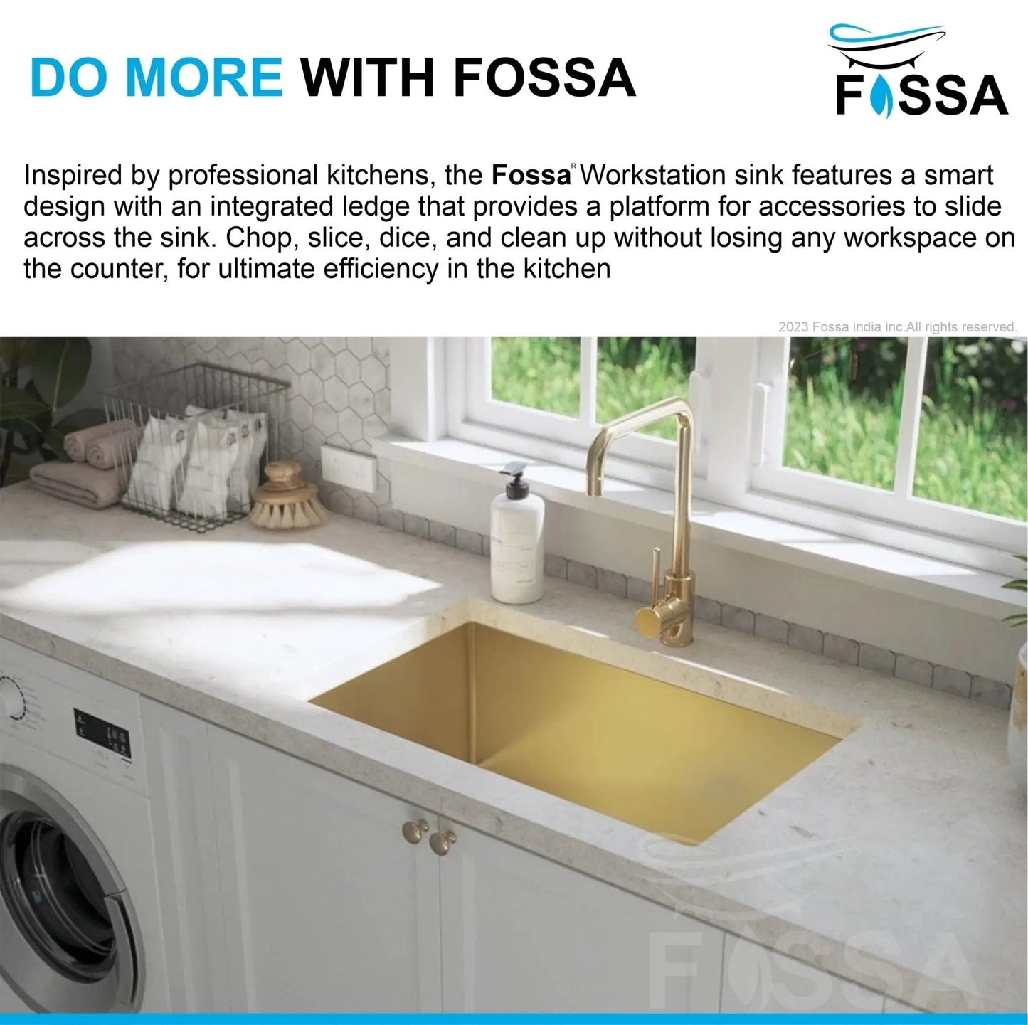 Fossa 18"x16"x09" Inch Single Bowl Premium Stainless Steel Handmade Kitchen Sink Gold