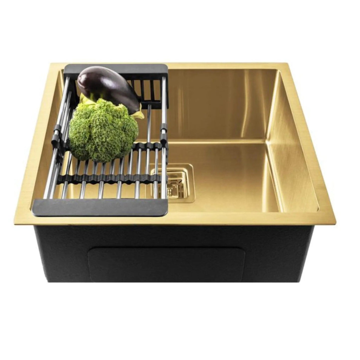 Fossa 18"x16"x09" Inch Single Bowl Premium Stainless Steel Handmade Kitchen Sink Gold